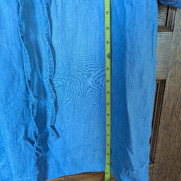 Gloria Vanderbilt Chambray Drawstring Waist Collard Dress Size Women's M - Picture 5 of 7
